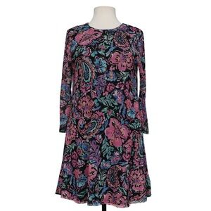Harlow and Rose Dress Women’s Size M Floral Paisley Long sleeve Mesh Lined Midi